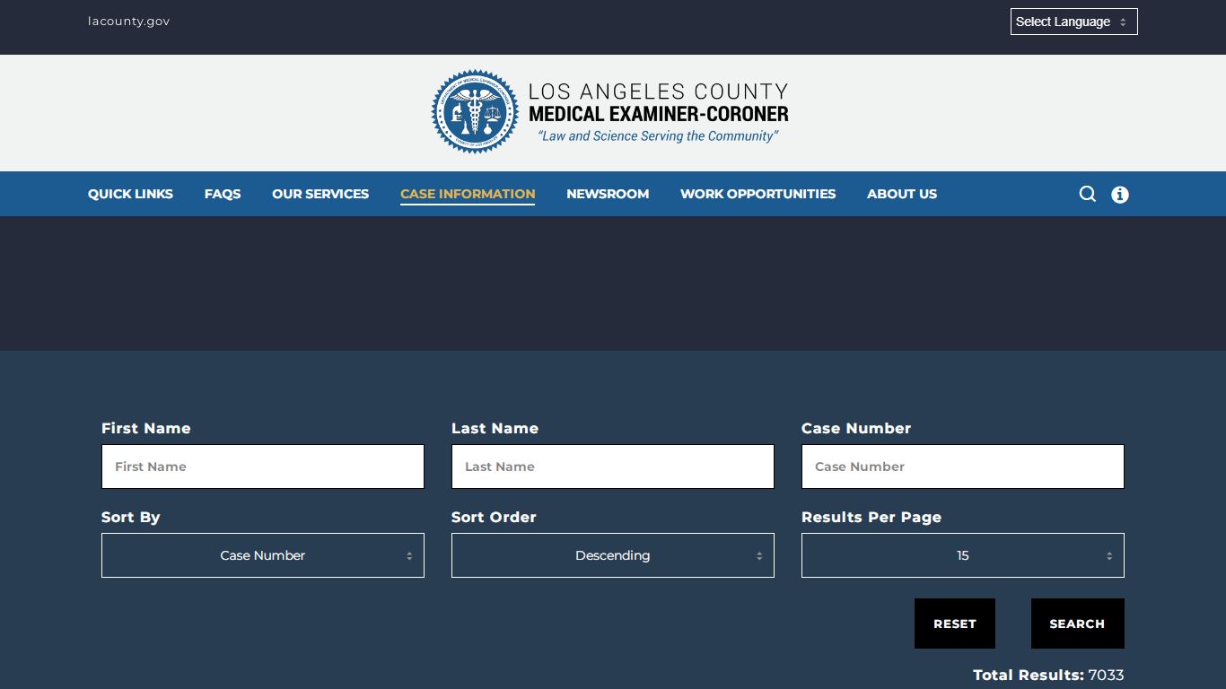 Unclaimed Persons Search – Medical Examiner-Coroner